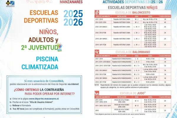 Agenda Ocio - ACTIVIDADES DEPORTIVAS, MANZANARES