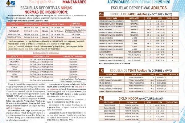 Agenda Ocio - ACTIVIDADES DEPORTIVAS, MANZANARES