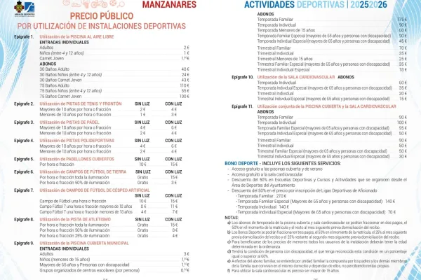 Agenda Ocio - ACTIVIDADES DEPORTIVAS, MANZANARES